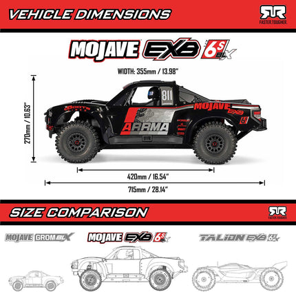 ARRMA Mojave 6S EXB RTR Brushless 1/7 4WD Extreme Bash Desert Truck (Black/Red) ARA7704V3T1