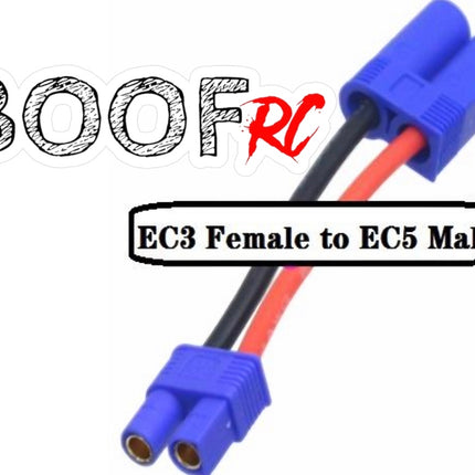 Boof RC EC3 Female to EC5 Male Adapter – 12AWG, 5cm