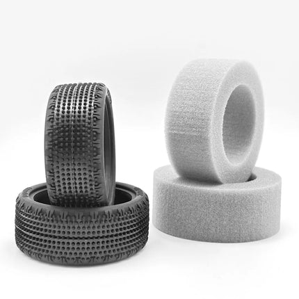 HotRace Low Profile 2.2" 1/10 Carpet 4WD Front Buggy Tires (2) Soft w/Foam Inserts