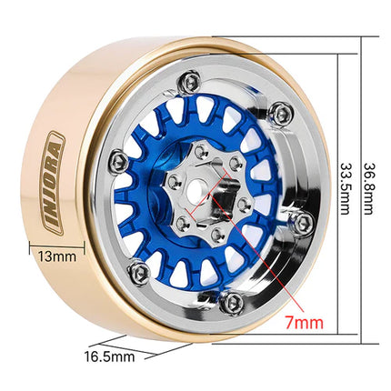 INJORA 1.3" ModuWheel Brass & Aluminum Micro Crawler Beadlock Wheels (4) 40.5g ea (-4.05mm Offset) – YQW-MW1316