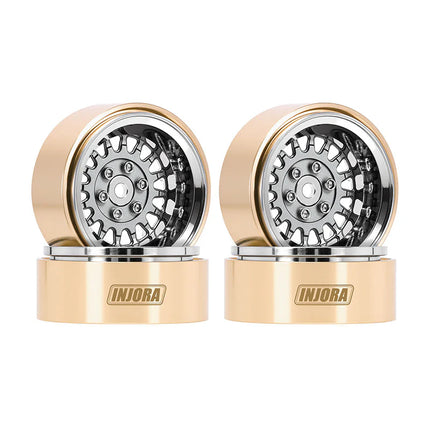 INJORA 1.3" ModuWheel Brass & Aluminum Micro Crawler Beadlock Wheels (4) 40.5g ea (-4.05mm Offset) – YQW-MW1316