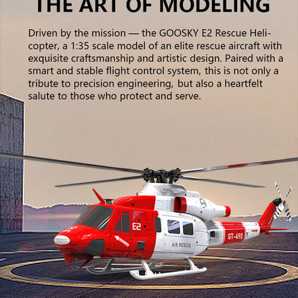 Goosky E2 UH-1Y Air Rescue GPS Helicopter RTF w/Carrying Case – BAF050006-A 🚁 GPS Stability. Scale Detail. Next-Level Helicopter Experience.