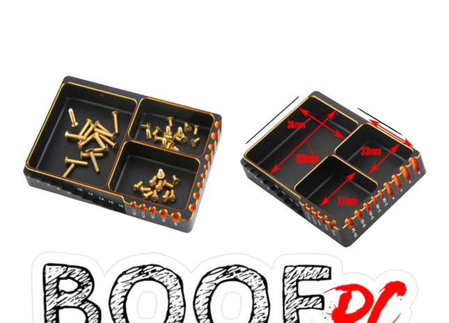 BOOF RC Premium Screw Tray – Black & Gold Aluminum Part #: BFLFTOOL089