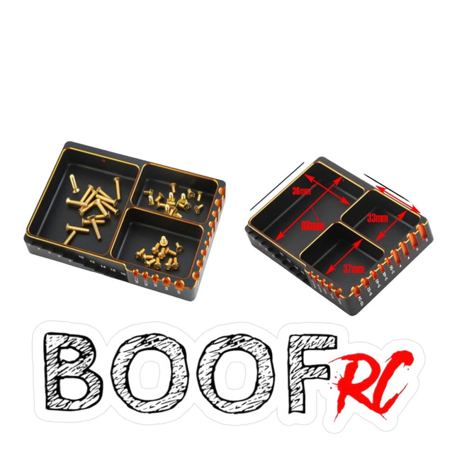 BOOF RC Premium Screw Tray – Black & Gold Aluminum Part #: BFLFTOOL089