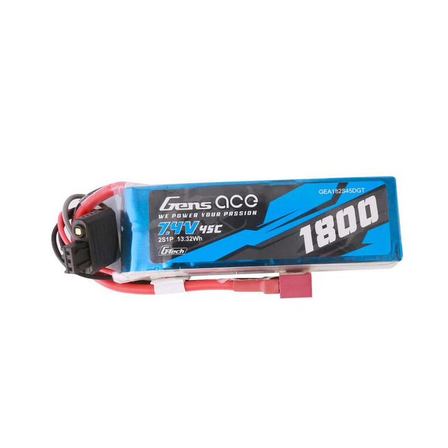Gens Ace G-Tech Smart 2S LiPo Battery 45C (7.4V/1800mAh) w/Deans Connector GEA182S45DGT