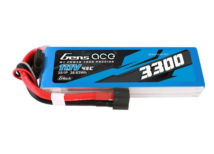Gens Ace G-Tech Smart 3S LiPo Battery 45C (11.1V/3300mAh) w/Universal Connector – GEA333S45T3GT