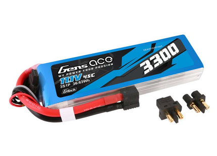 Gens Ace G-Tech Smart 3S LiPo Battery 45C (11.1V/3300mAh) w/Universal Connector – GEA333S45T3GT