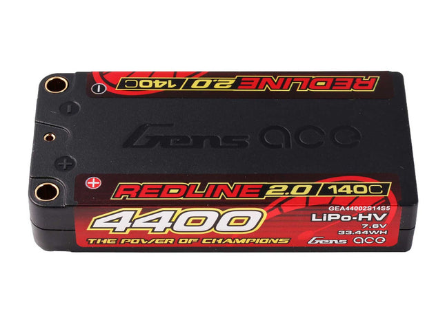 Gens Ace Redline 2.0 2S Shorty LiHV Battery (7.6V/4400mAh) – 140C Burst