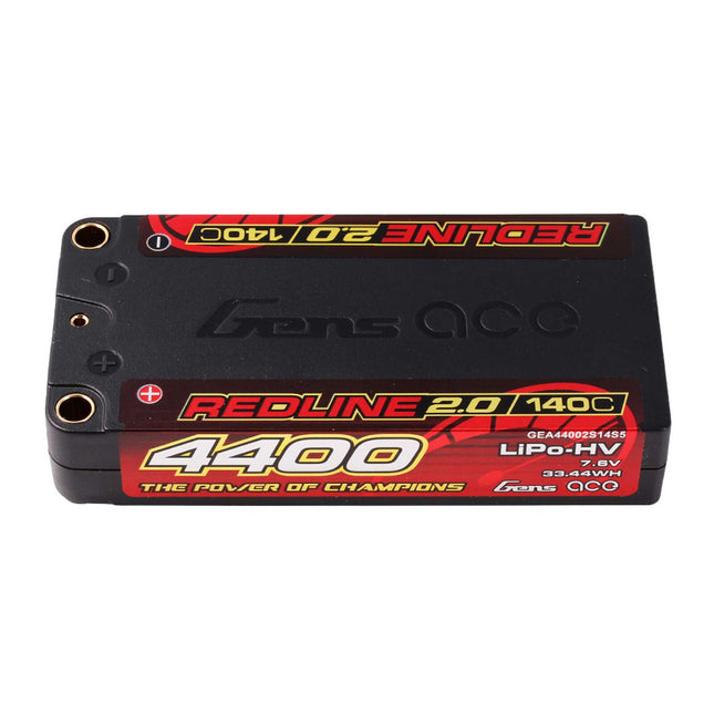 Gens Ace Redline 2.0 2S Shorty LiHV Battery (7.6V/4400mAh) – 140C Burst