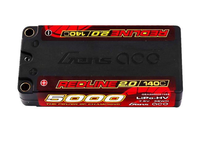 Gens Ace Redline 2.0 2S Shorty LiHV Battery (7.6V/5000mAh) – 140C Burst