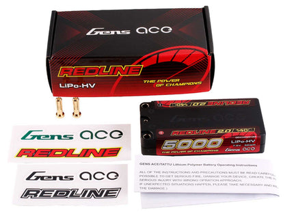 Gens Ace Redline 2.0 2S Shorty LiHV Battery (7.6V/5000mAh) – 140C Burst