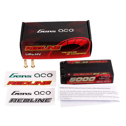 Gens Ace Redline 2.0 2S Shorty LiHV Battery (7.6V/5000mAh) – 140C Burst