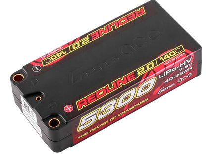Gens Ace Redline 2.0 2S Shorty LiHV Battery 140C (7.6V/5300mAh) w/5mm Bullets (Part #GEA53002S14D5)