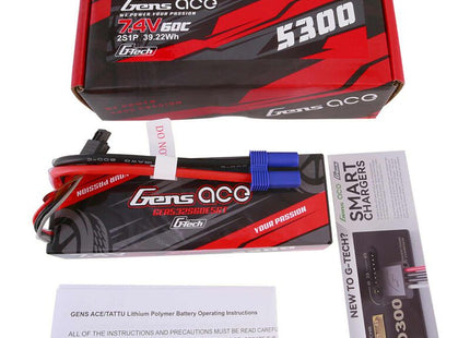 Gens Ace G-Tech Smart 2S LiPo Battery 60C (7.4V/5300mAh) w/EC5 Connector – GEA532S60E5GT