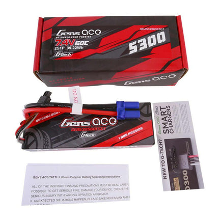 Gens Ace G-Tech Smart 2S LiPo Battery 60C (7.4V/5300mAh) w/EC5 Connector – GEA532S60E5GT