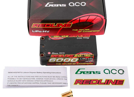 Gens Ace Redline 2.0 2S Shorty LiHV Battery (7.6V/6000mAh) – 140C Burst