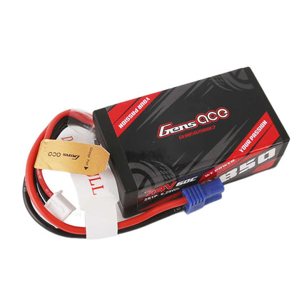 Gens Ace 2S 850mAh 60C LiPo Battery – EC2 Connector