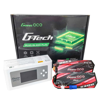 Gens Ace G-Tech Smart 3S Bundle w/Two 3S 60C EC5 LiPo Batteries (5300mAh) & IMars D300 Charger  Part Number: GEAD300533S60GT