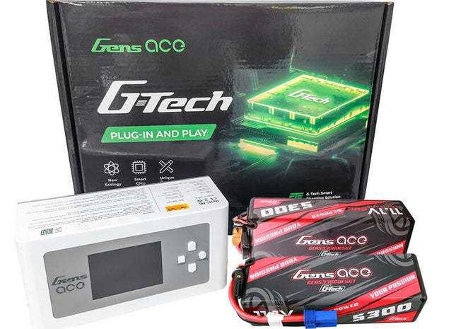 Gens Ace G-Tech Smart 3S Bundle w/Two 3S 60C EC5 LiPo Batteries (5300mAh) & IMars D300 Charger  Part Number: GEAD300533S60GT