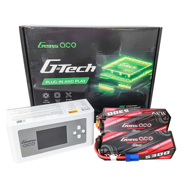 Gens Ace G-Tech Smart 3S Bundle w/Two 3S 60C EC5 LiPo Batteries (5300mAh) & IMars D300 Charger  Part Number: GEAD300533S60GT