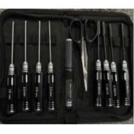 BOOF RC 10-Piece Mini RC Tool Kit w/Hex Drivers, Nut Drivers, Reamer, Scissors & Carrying Case