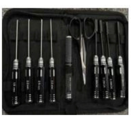 BOOF RC 10-Piece Mini RC Tool Kit w/Hex Drivers, Nut Drivers, Reamer, Scissors & Carrying Case