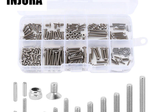 INJORA M1.6 M2 M2.5 Grade 12.9 Stainless Steel Hex Screws & Nuts Hardware Kit for 1/18 TRX4M – 4M-15