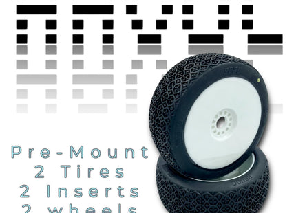 Pro-Motion HAVOC 1/8 Buggy Pre-Mounted Tires – Soft Compound (White Wheels) (2) Part #: 9080-S-W