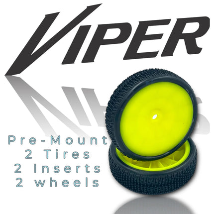 Pro-Motion Viper 2.2" 2WD Front LP Carpet 1/10 Pre-Mounted Buggy Tires (Yellow or White) (C5 Super Soft) (2) w/12mm Hex (3070-C5-Y / 3070-C5-W)