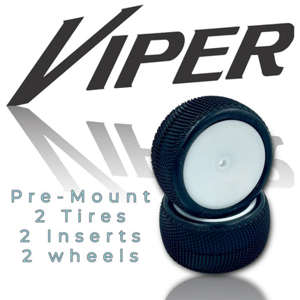Pro-Motion Viper LP 2.2" Rear Carpet Tire Pre-Mount (Yellow or White Wheels) (C5 Super Soft) (2) (3090-C5-Y / 3090-C5-W)