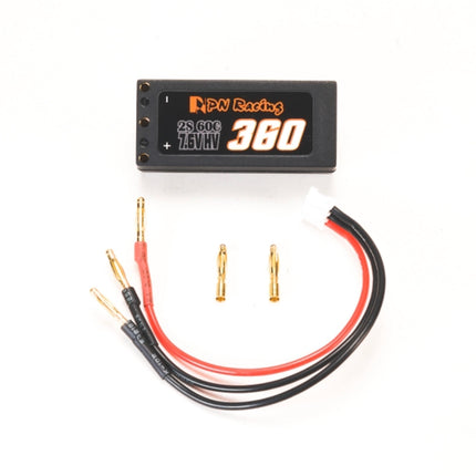 PN Racing V5 LiPo 2S 7.6V HV 360mAh 60C Hardcase Battery (w/ Charging Cable) – 733360