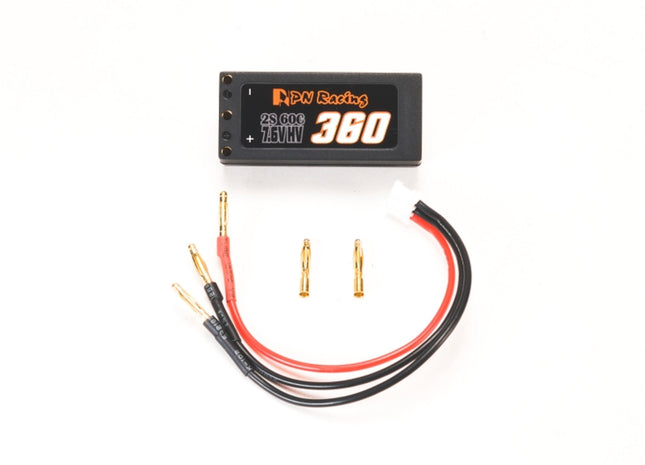 PN Racing V5 LiPo 2S 7.6V HV 360mAh 60C Hardcase Battery (w/ Charging Cable) – 733360
