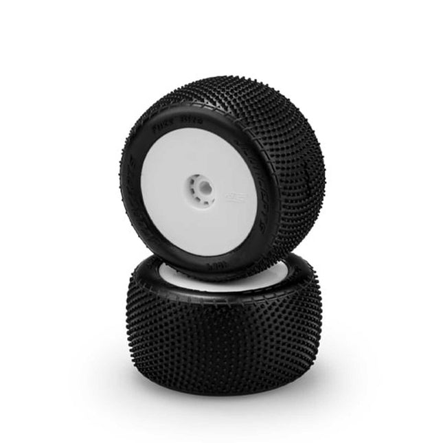 JConcepts Mini-B Fuzz Bite Pre-Mounted Rear Tires (Pink) – White or Yellow Wheels (2pcs)