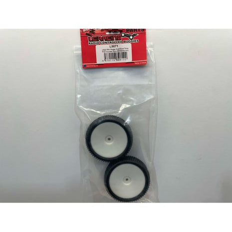 LC Racing Jetgo Mini Buggy 2WD Front Tires Pre-Mounted (50° Yellow Dot, White Rim) – L5071