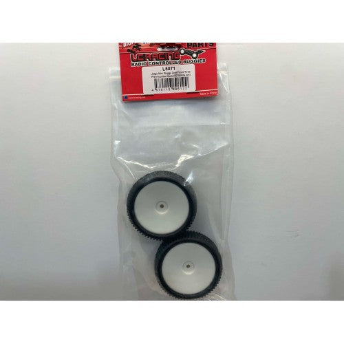 LC Racing Jetgo Mini Buggy 2WD Front Tires Pre-Mounted (50° Yellow Dot, White Rim) – L5071