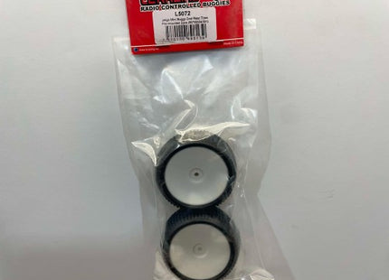 LC Racing Jetgo Mini Buggy 2WD Rear Tires Pre-Mounted (50° Yellow Dot, White Rim) – L5072