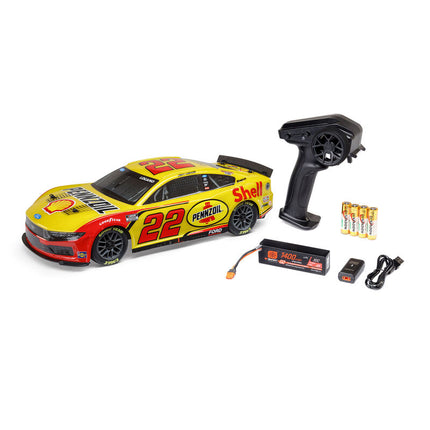 Losi NASCAR #22 Ford Mustang 1/12 2S AWD RTR On-Road Car (Joey Logano) – w/Radio, Battery & Charger - LOS1122522