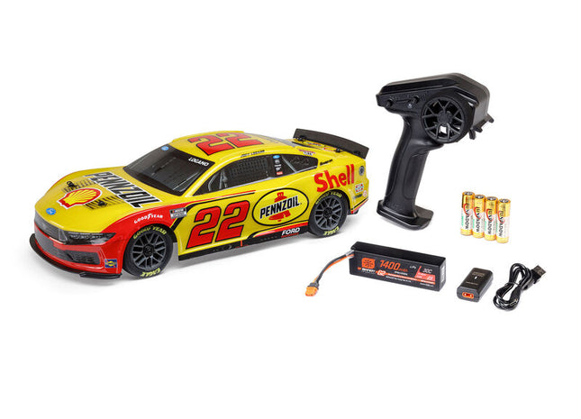 Losi NASCAR #22 Ford Mustang 1/12 2S AWD RTR On-Road Car (Joey Logano) – w/Radio, Battery & Charger - LOS1122522