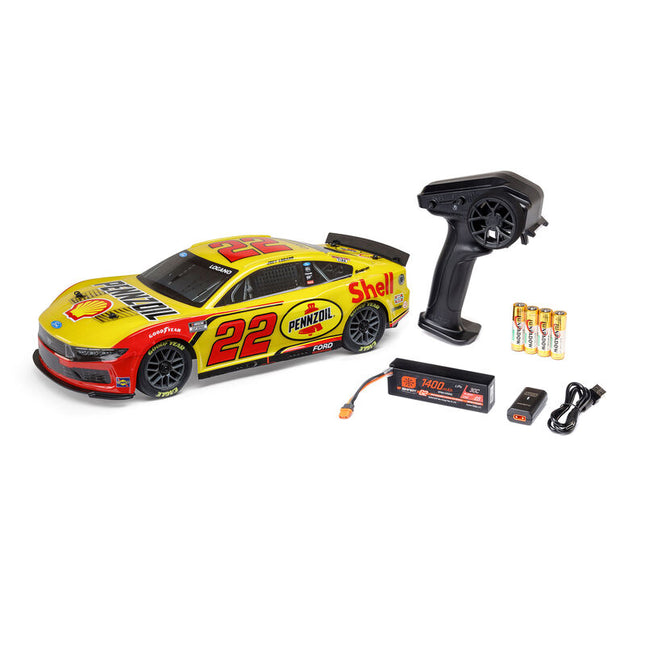 Losi NASCAR #22 Ford Mustang 1/12 2S AWD RTR On-Road Car (Joey Logano) – w/Radio, Battery & Charger - LOS1122522