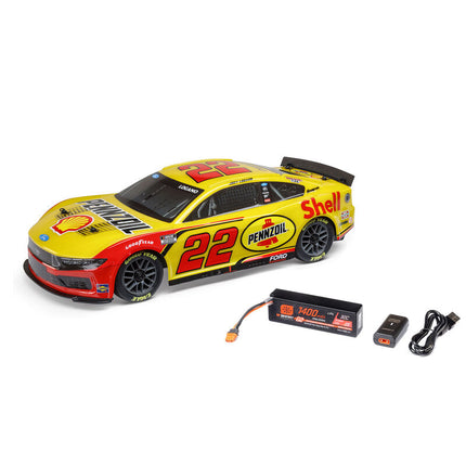 Losi NASCAR #22 Ford Mustang 1/12 2S AWD RTR On-Road Car (Joey Logano) – w/Radio, Battery & Charger - LOS1122522
