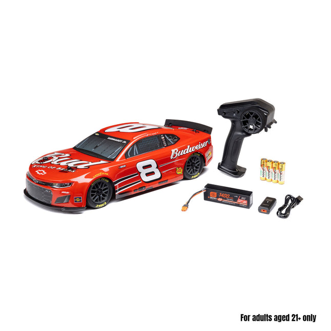 Losi LOS1122508 1/12 NASCAR RC Race Car – Dale Earnhardt Jr. #8 Budweiser Chevy Camaro ZL1 2S AWD RTR (Battery & Charger Included)