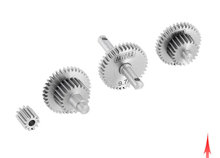 INJORA Overdrive & Underdrive Stainless Steel Transmission Gear Set for 1/18 TRX4M – 4M-36