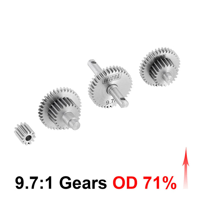 INJORA Overdrive & Underdrive Stainless Steel Transmission Gear Set for 1/18 TRX4M – 4M-36