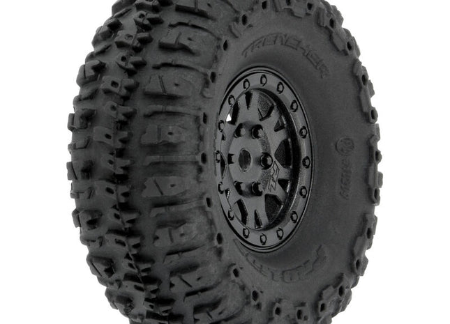 Pro-Line SCX24 1.0" Trencher Pre-Mounted Tires w/ Black Impulse Wheels (4) – PRO1020910 (Medium Compound)