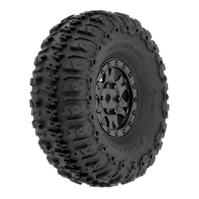 Pro-Line SCX24 1.0" Trencher Pre-Mounted Tires w/ Black Impulse Wheels (4) – PRO1020910 (Medium Compound)