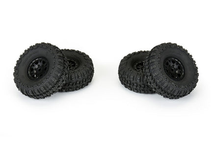 Pro-Line SCX24 1.0" Trencher Pre-Mounted Tires w/ Black Impulse Wheels (4) – PRO1020910 (Medium Compound)