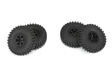 Pro-Line SCX24 1.0" Maxxis Trepador Pre-Mounted Tires (63.5mm OD, Soft) w/ Black Holcomb Bead-Loc Wheels (4) – PRO1022510