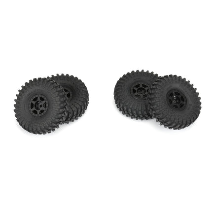 Pro-Line SCX24 1.0" Maxxis Trepador Pre-Mounted Tires (63.5mm OD, Soft) w/ Black Holcomb Bead-Loc Wheels (4) – PRO1022510