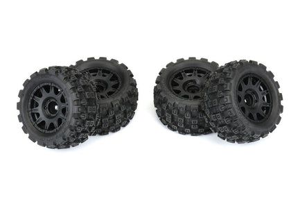 Pro-Line Badlands MX Pre-Mounted MT 1/18 Tire Set (Black) (4) – 12mm Hex Part Number: PRO10241-10