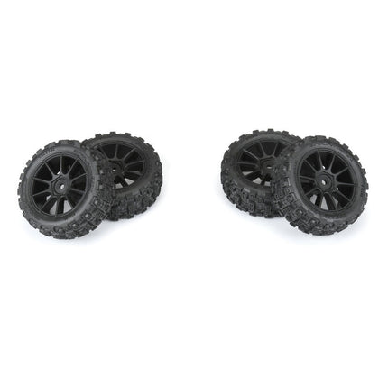 Pro-Line Badlands MX 1.9" Pre-Mounted Buggy Tire w/Mach-10 Wheel (Black) (4) (Typhon™ GROM) – Medium Compound Part# PRO10246-10